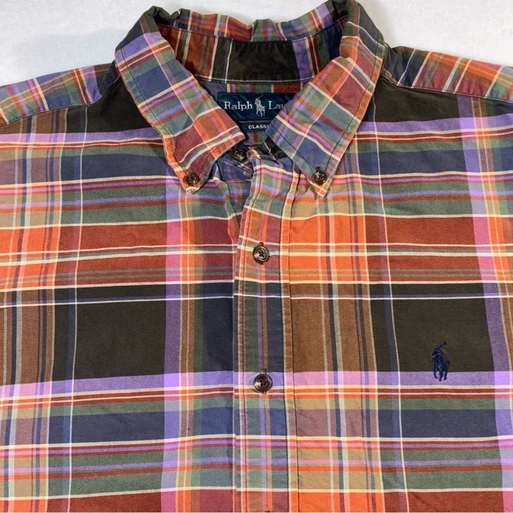 Ralph Lauren Fall Plaid Long Sleeve Button Down Shirt Classic Fit Mens XXL